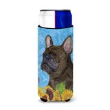 French Bulldog In Summer Flowers Ultra Beverage Insulators For Slim Cans Ss4152Muk