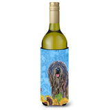Bergamasco Sheepdog In Summer Flowers Wine Bottle Beverage Insulator Beverage Insulator Hugger