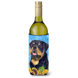 Rottweiler In Summer Flowers Wine Bottle Beverage Insulator Beverage Insulator Hugger