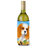 Cavalier Spaniel In Summer Flowers Wine Bottle Beverage Insulator Beverage Insulator Hugger
