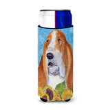Basset Hound In Summer Flowers Ultra Beverage Insulators For Slim Cans Ss4162Muk