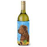 Curly Coated Retriever In Summer Flowers Wine Bottle Beverage Insulator Beverage Insulator Hugger