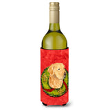 Golden Retriever Cristmas Wreath Wine Bottle Beverage Insulator Beverage Insulator Hugger