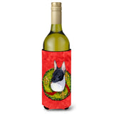 Rat Terrier Cristmas Wreath Wine Bottle Beverage Insulator Beverage Insulator Hugger
