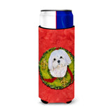 Maltese Cristmas Wreath Ultra Beverage Insulators For Slim Cans Ss4172Muk