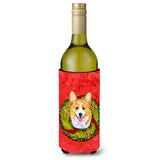 Corgi Cristmas Wreath Wine Bottle Beverage Insulator Beverage Insulator Hugger