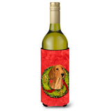 Dachshund Cristmas Wreath Wine Bottle Beverage Insulator Beverage Insulator Hugger