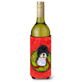 Portuguese Water Dog Cristmas Wreath Wine Bottle Beverage Insulator Beverage Insulator Hugger