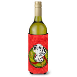 Dalmatian Cristmas Wreath Wine Bottle Beverage Insulator Beverage Insulator Hugger