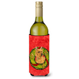 Norwich Terrier Cristmas Wreath Wine Bottle Beverage Insulator Beverage Insulator Hugger