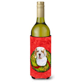 Clumber Spaniel Cristmas Wreath Wine Bottle Beverage Insulator Beverage Insulator Hugger