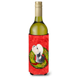 Dandie Dinmont Terrier Cristmas Wreath Wine Bottle Beverage Insulator Beverage Insulator Hugger