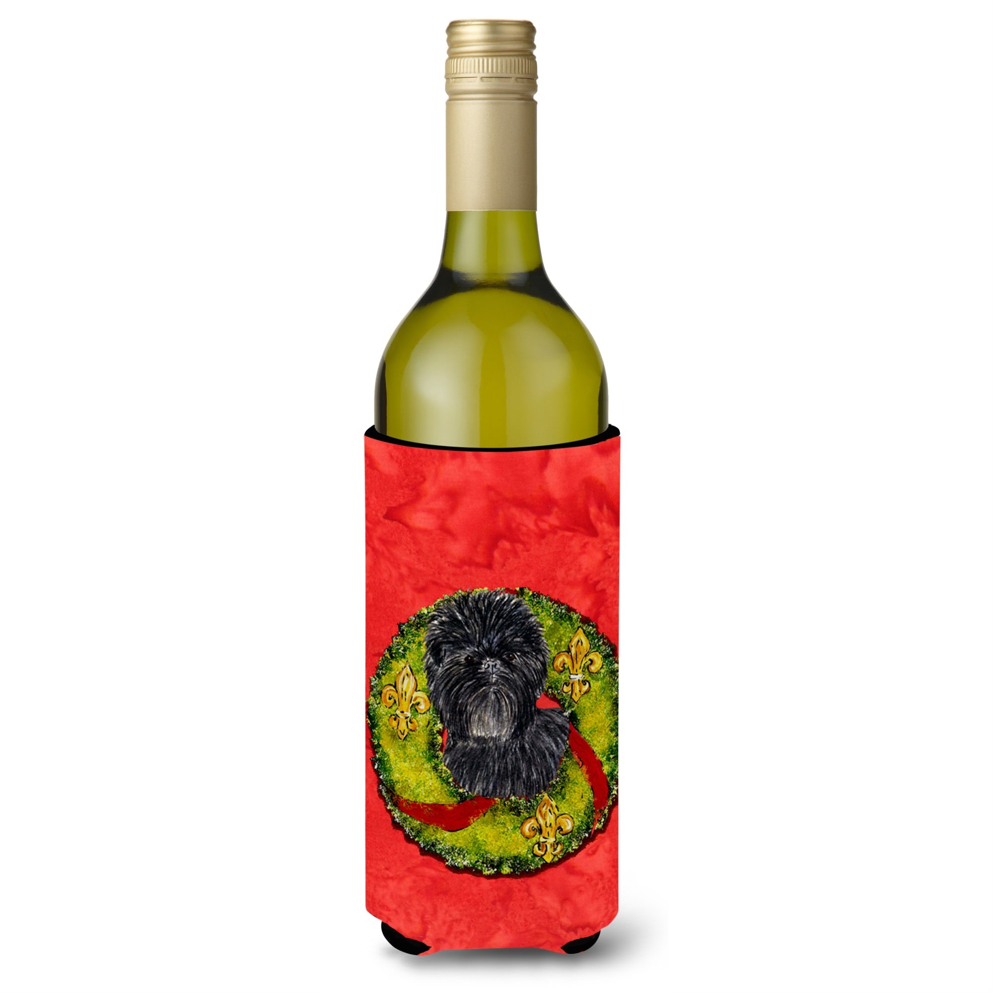 Affenpinscher Cristmas Wreath Wine Bottle Beverage Insulator Beverage Insulator Hugger
