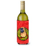 Bullmastiff Cristmas Wreath Wine Bottle Beverage Insulator Beverage Insulator Hugger Ss4207Literk