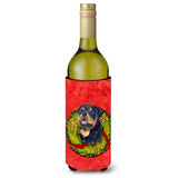 Rottweiler Cristmas Wreath Wine Bottle Beverage Insulator Beverage Insulator Hugger