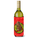 Scottish Terrier Cristmas Wreath Wine Bottle Beverage Insulator Beverage Insulator Hugger Ss4218Literk