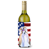 Usa American Flag With Shih Tzu Wine Bottle Beverage Insulator Beverage Insulator Hugger Ss4221Literk