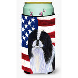 Usa American Flag With Japanese Chin Tall Boy Beverage Insulator Beverage Insulator Hugger