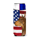 Usa American Flag With Doberman Ultra Beverage Insulators For Slim Cans Ss4224Muk