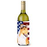 Usa American Flag With Collie Smooth Wine Bottle Beverage Insulator Beverage Insulator Hugger