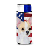Usa American Flag With Chihuahua Ultra Beverage Insulators For Slim Cans Ss4230Muk