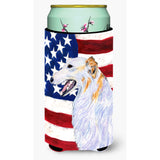 Usa American Flag With Borzoi Tall Boy Beverage Insulator Beverage Insulator Hugger