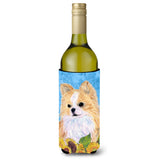 Chihuahua In Summer Flowers Wine Bottle Beverage Insulator Beverage Insulator Hugger Ss4242Literk