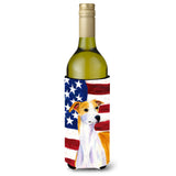 Usa American Flag With Whippet Wine Bottle Beverage Insulator Beverage Insulator Hugger