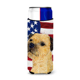 Usa American Flag With Border Terrier Ultra Beverage Insulators For Slim Cans Ss4247Muk