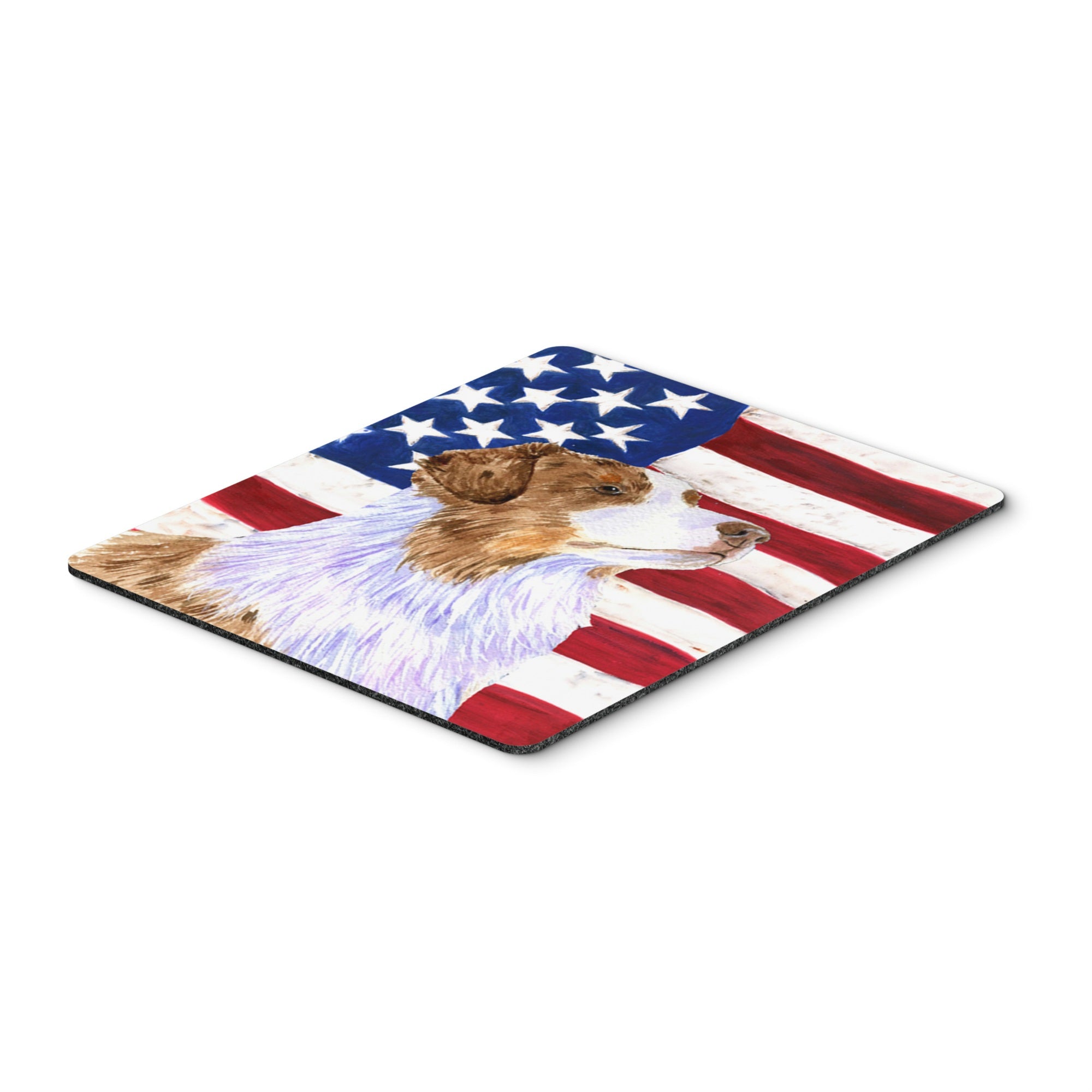 Caroline'S Treasures Mouse/Hot Pad/Trivet, Usa American Flag With Australian Shepherd (Ss4252Mp)