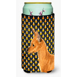 Min Pin Candy Corn Halloween Portrait Tall Boy Beverage Insulator Beverage Insulator Hugger