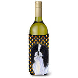 Japanese Chin Candy Corn Halloween Portrait Wine Bottle Beverage Insulator Beverage Insulator Hugger