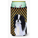 Japanese Chin Candy Corn Halloween Portrait Tall Boy Beverage Insulator Beverage Insulator Hugger