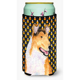 Collie Smooth Candy Corn Halloween Portrait Tall Boy Beverage Insulator Beverage Insulator Hugger