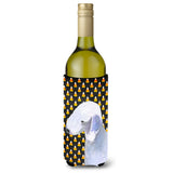 Bedlington Terrier Candy Corn Halloween Portrait Wine Bottle Beverage Insulator Beverage Insulator Hugger