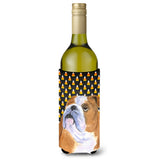 Bulldog English Halloween Portrait Wine Bottle Beverage Insulator Beverage Insulator Hugger Ss4285Literk