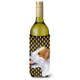 Jack Russell Terrier Candy Corn Halloween Portrait Wine Bottle Beverage Insulator Beverage Insulator Hugger