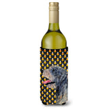 Irish Wolfhound Candy Corn Halloween Portrait Wine Bottle Beverage Insulator Beverage Insulator Hugger