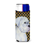 Boxer White Candy Corn Halloween Portrait Ultra Beverage Insulators For Slim Cans Ss4302Muk