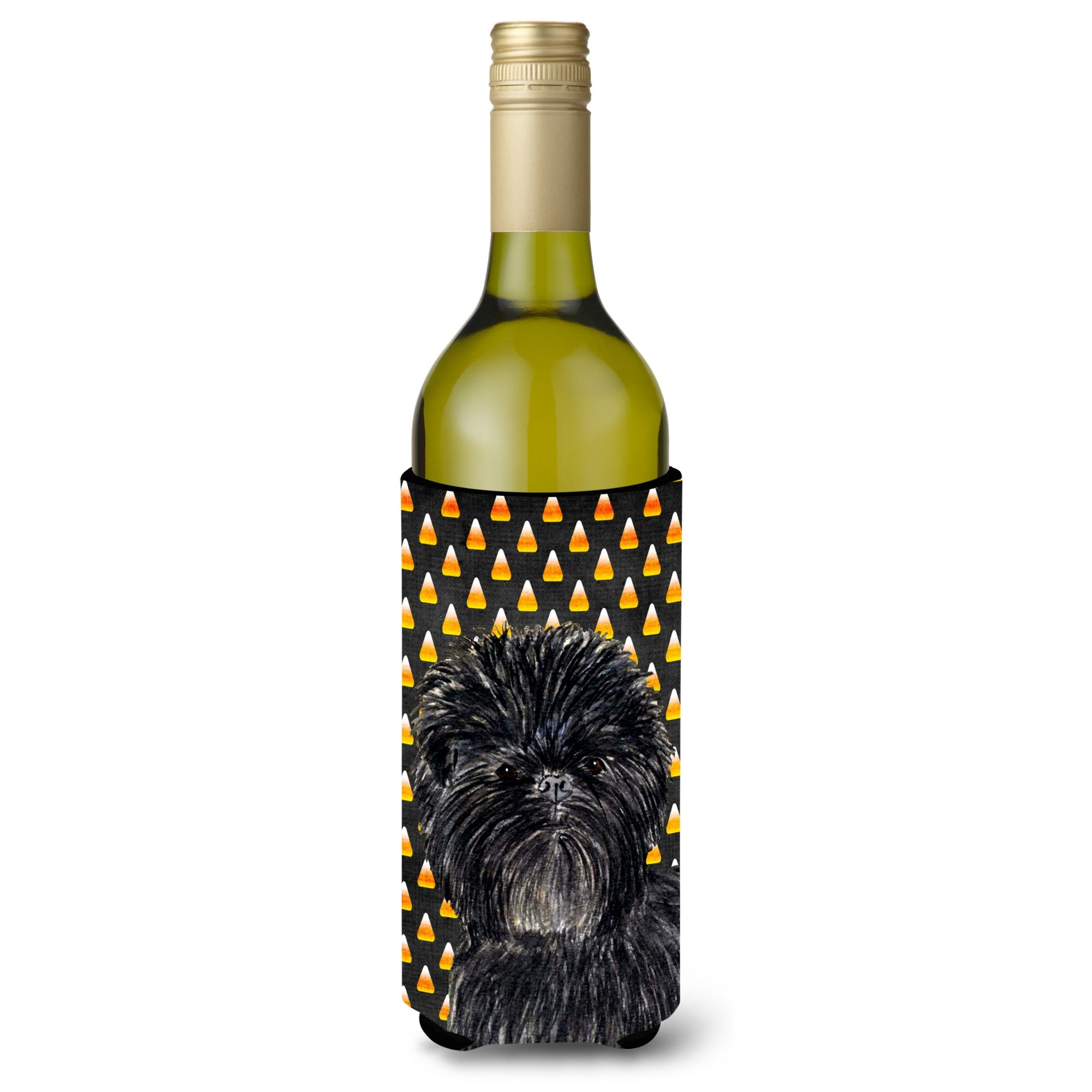 Affenpinscher Candy Corn Halloween Portrait Wine Bottle Beverage Insulator Beverage Insulator Hugger