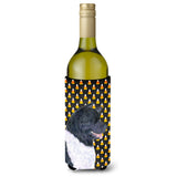Akita Candy Corn Halloween Portrait Wine Bottle Beverage Insulator Beverage Insulator Hugger