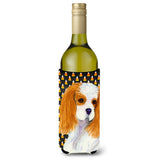 Cavalier Spaniel Candy Corn Halloween Portrait Wine Bottle Beverage Insulator Beverage Insulator Hugger