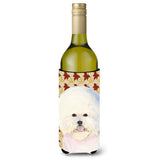 Bichon Frise Fall Leaves Portrait Wine Bottle Beverage Insulator Beverage Insulator Hugger Ss4330Literk