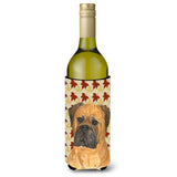 Bullmastiff Fall Leaves Portrait Wine Bottle Beverage Insulator Beverage Insulator Hugger