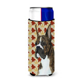 Boxer Brindle Fall Leaves Portrait Ultra Beverage Insulators For Slim Cans Ss4348Muk