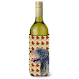 Irish Wolfhound Fall Leaves Portrait Wine Bottle Beverage Insulator Beverage Insulator Hugger