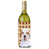 Clumber Spaniel Fall Leaves Portrait Wine Bottle Beverage Insulator Beverage Insulator Hugger