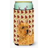 Norwich Terrier Fall Leaves Portrait Tall Boy Beverage Insulator Beverage Insulator Hugger