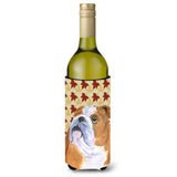 Bulldog English Fall Leaves Portrait Wine Bottle Beverage Insulator Beverage Insulator Hugger Ss4365Literk