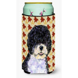 Portuguese Water Dog Fall Leaves Portrait Tall Boy Beverage Insulator Beverage Insulator Hugger